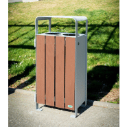Poubelle publique Ecosens PA662S1 - Corbeille avec pieds en acier et lattes en polymère recyclé_1