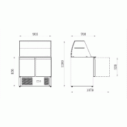 Saladette vitre droite 240 l 2 portes int/ext inox série star AFI_1