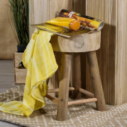 Tabouret en bois décoré Ø30x40cm_1