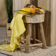 Tabouret en bois décoré Ø30x40cm_1
