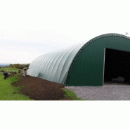 Tunnel de stockage ouvert - ancrage au sol avec platine - largeur 6 à 10m - bâche camion 670g/m²_1
