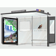 Abri bus reflet / structure en acier / bardage en verre securit / avec banquette / 300 x 157 cm_1
