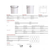 Lot de 5 seaux plastiques alimentaires 15,8 litres - avec couvercles et anse plastique - dimensions ø 293 x H 312 mm_1