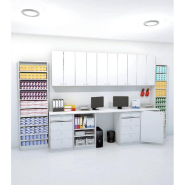 Meuble haut blanc L60xP30xH98cm - 3 étagères - Bois mélaminé 19mm_1