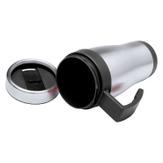 Mug thermo - double paroi en acier inoxydable - finition plastique colorée - 450 ml avec poignée_1