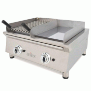 Fry-Top à Gaz DUO plaque lisse en CHROME et Grill - L700 | Arilex - 70FRYGCBN_1