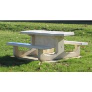 Table pique-nique en béton octogonale - adaptée PMR - revêtement hydrofuge - 200x80x6 cm_1