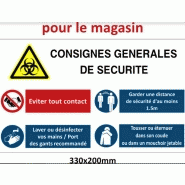 Consignes de sécurité - PVC1 ou vinyle adhésif - format 250x330mm ou 330x250mm - ref covsite ou covmag_1