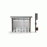 Abri bus omnibus / structure en acier / bardage en verre trempé / avec banquette / 370 x 175.5 cm