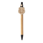 Stylo à bille en papier recyclé - Clip en bois personnalisable - Encre bleue_1