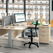 Bureau individuel ou collaboratif en open space avec pied métallique et passe-câbles amovible - Idra - Burocéan_1