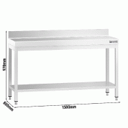 Table Inox de Travail Premium avec Dosseret et Etagère - Profondeur 800 - 1500_1