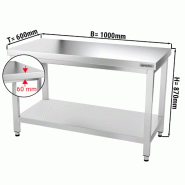 Tables Inox centrales Premium avec Etagère - P 600 mm | Ggm - 1000_1