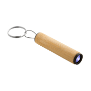 Lampe de poche en bambou - mini format avec LED blanche et porte-clés en métal_1