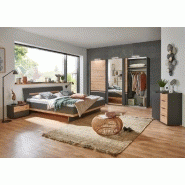 Cadre de lit GIRBO 180 x 200 cm - Graphite et Chêne Artisan - Style contemporain avec tête de lit incluse_1