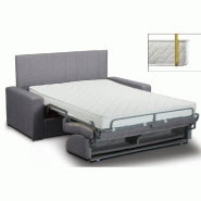 Canapé lit 2-3 places Normandie - CanapExpress - Lattes 120cm - Matelas memory 22cm - Tête de lit intégrée - Velours marron foncé_1