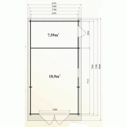Garage simple bois platane 30 / 30 m² / toit double pente / porte battante / 3.98 x 7.50 x 2.84 m_1