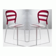 Lot de 4 chaises design DEJAVU - polycarbonate rouge et blanc, pieds laqués blancs_1