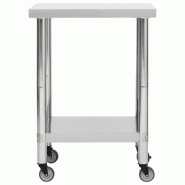 Vidaxl table de travail de cuisine avec roues 60x45x85 cm inox 51632_1