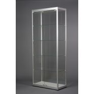 Vitrine haute argent l 80 cm portes battantes en façade et eclairage led_1