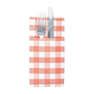 Serviette-étui pour couverts intissé Vichy rouge 40x40cm - par 700_1