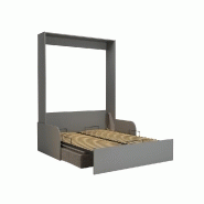 Armoire-lit escamotable Dynamo Sofa - Canapé gris avec accoudoirs bois - Couchage 140x200 cm - Structure gris mat_1