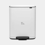Poubelle à pédale Bo -60 litres - White avec fermeture soft-close et poignées intégrées_1