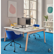 Bureau 2 personnes Ogi Wood - MDD - Non, Blanc, 120 x 141 cm_1