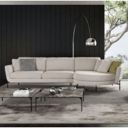 Canapé Hudson 3 places maxi terminal arrondi droit blanc cassé piètement acier noir_1