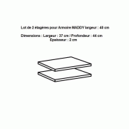 Lot de 2 étagères pour rangement Maddy - L 40 cm - Panneaux agglomérés - Décor Linegrey_1