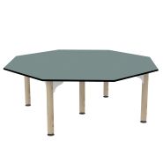 Table octogonale pour enfant - Piètement en hêtre massif - Plateau stratifié compact - Dimensions 1200x1200 mm