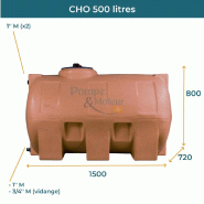 Cuve 500l Aérienne De Récupération D'eau - Réservoir Horizontal Terracotta - Elbi Cho500_1