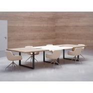 Table de réunion ÉCLAT bicolore - extensible avec top access et piètement métal_1