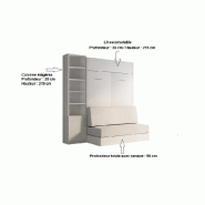 Composition lit escamotable blanc Dynamo Sofa - Canapé intégré blanc cassé - Couchage 140x200 cm - L : 201 cm_1