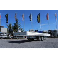 Remorque plateau Humbaur HT 356124 - 2 essieux - acier galvanisé - roues dessous - ridelles alu_1