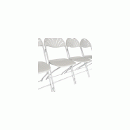 10 chaises pliantes blanches anti-feu M2 avec crochets de liaison - usage professionnel intérieur/extérieur_1