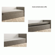 Armoire lit escamotable Bermudes Sofa - Blanc bandeau chêne - Canapé bleu azur 140x200 cm_1