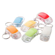 Porte-clés en forme de voiture - plastique blanc - lampe LED intégrée - pile bouton incluse_1