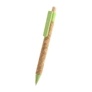 Stylo à bille écologique en liège et paille de blé - encre bleue - couleur vert - 6g_1