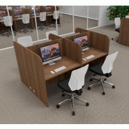 Bureau de call center version double 4 personnes. - Acacia foncé, 4 places_0