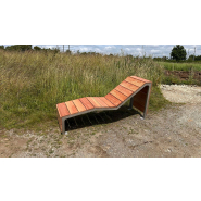 Chaise longue en acier inoxydable & Bois exotique - Référence MUB20_1