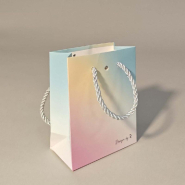 Sac luxe Arc-en-ciel poignées cordelieres blanc 11x6x14 cm - par 12_1