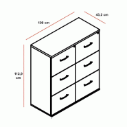 Armoire avec tiroirs pour le classement des dossiers suspendus - Blanc pastel, Blanc pastel, 6 cases_1