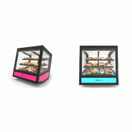 Vitrine réfrigérée de présentation cubique à poser base avec rétro illuminée et RGB QBO Sayl - 2 étagères_1