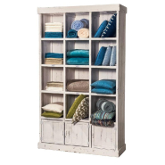 Buffet Héritage blanc patiné en pin massif - 12 cases, 3 portes - L119xH200cm_1