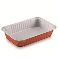 Barquette aluminium laqué cuivre intérieur blanc 800cc 21x14x3,8cm - par 100_1