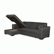 Canapé d'angle à gauche convertible CABIRI - gris foncé avec coffre de rangement et coussins d'appoint_1