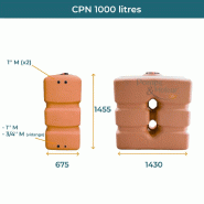 Cuve 1000l Aérienne De Récupération D'eau - Réservoir Compact Terracotta - Elbi Cpn1000_1