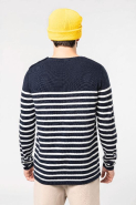 Pull marin homme - Kariban - 100% coton - Réf: K989 - Jauge 12 - Striped Navy / Off White_1