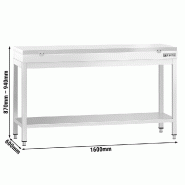 Table inox de découpe avec plan blanc - Profondeur 600 mm | Ggm - 1600_1
